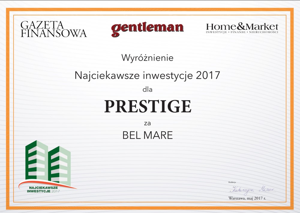 Wyróżnienie dla Prestige za najciekawszą inwestycję roku 2017