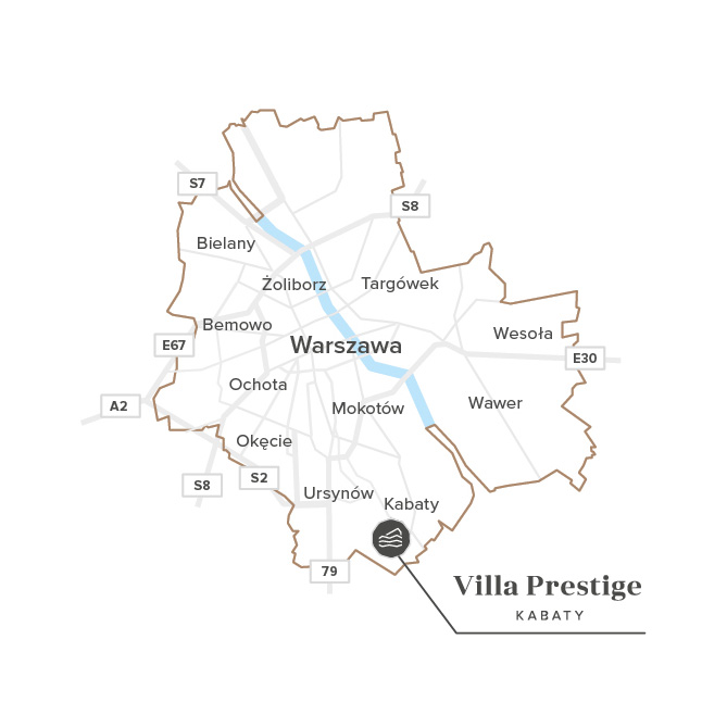 Lokalizacja osiedla domów Villa Prestige na mapie Warszawy